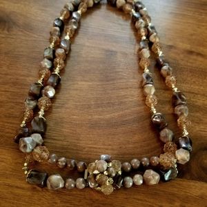 Handbeaded brown chunky necklace